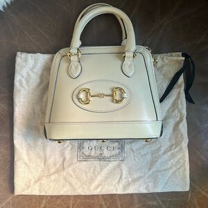 Gucci 1955 Horsebit Mini Leather Top Handle Bag - Ivory